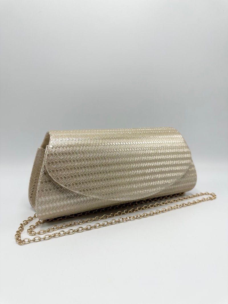 Pochette 3466 rigide textile métallisé argent finition texturée