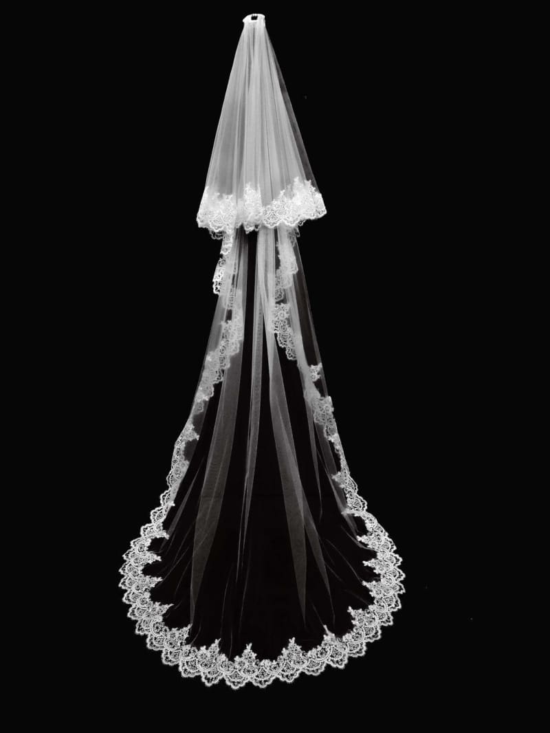 Voile VL5630 long 3 mètres retour épaules dentelle sequins fixation peigne