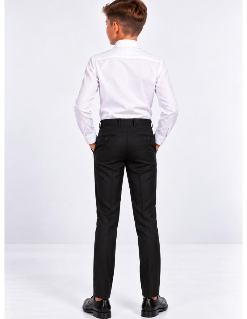 Pantalon Jeremy noir slim ceinture bouton