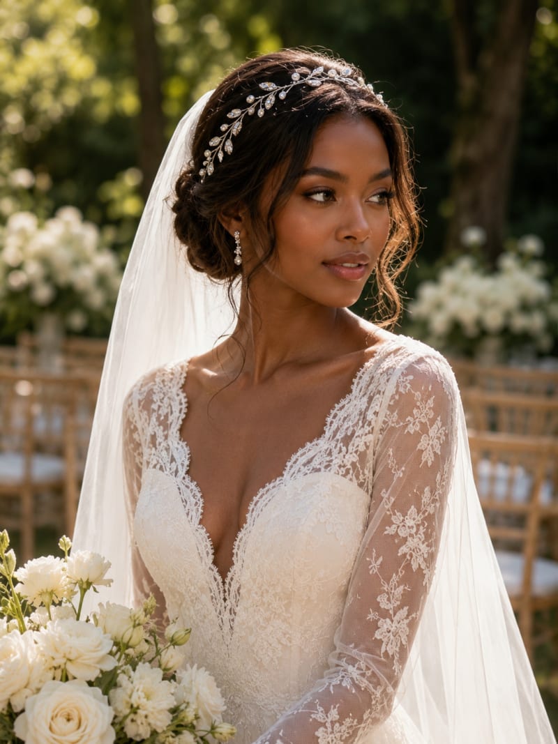 Bijoux de tête strass et perles transparentes