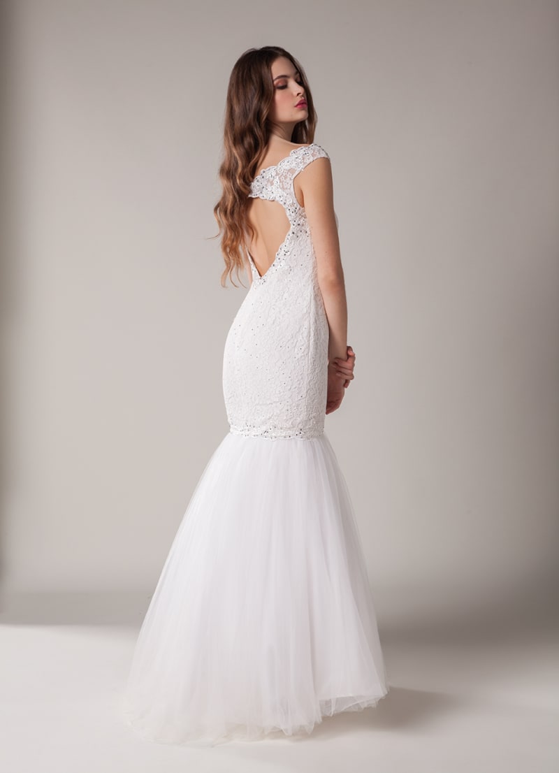 Sébastienne — robe de mariée sirène dentelle strass tulle