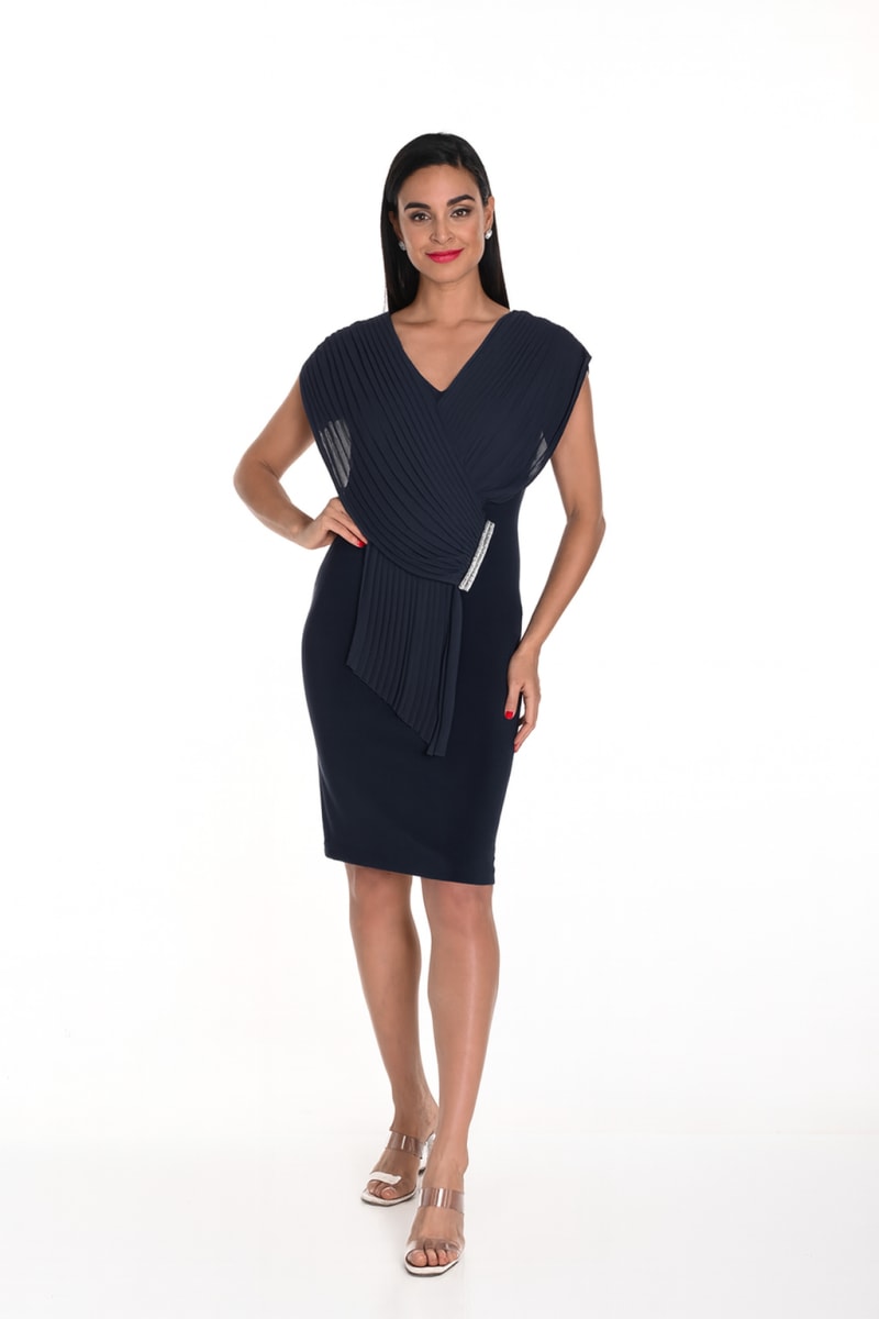 Dama — robe courte plissée mousseline strass