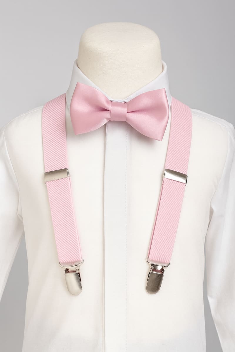 Bretelles + noeud enfant satin beige champagne