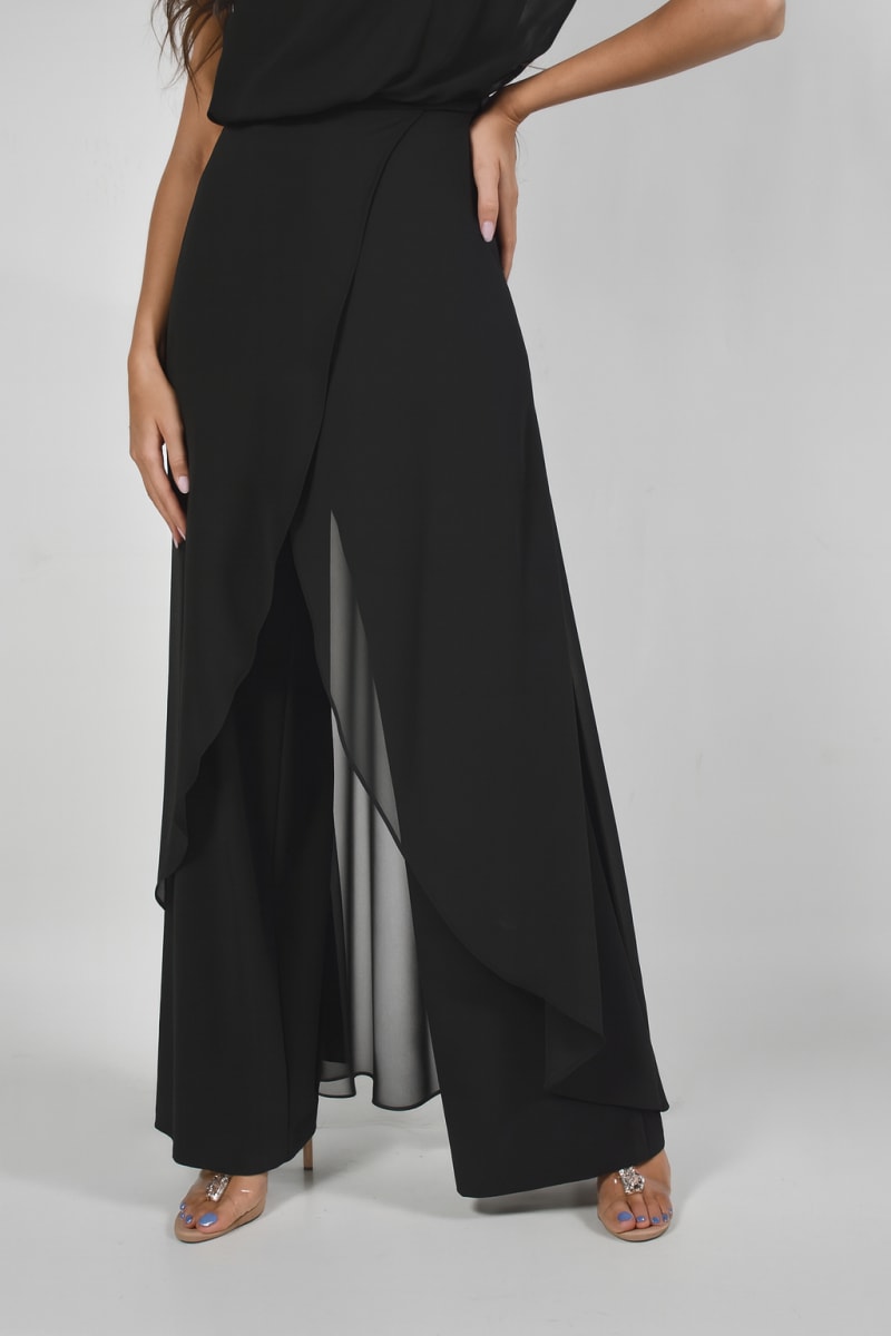 Pantalon Tyana fluide jersey mousseline effet jupe croisée