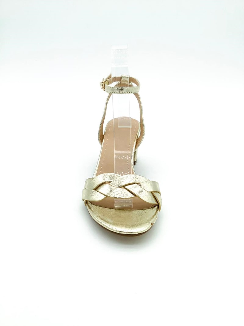 Marion — sandale talon bas 4cm doré irisé