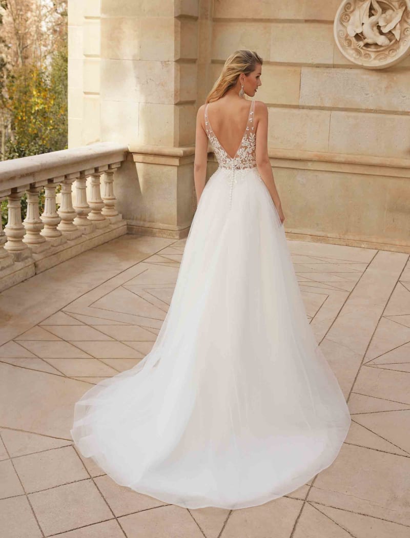 Amélia — robe de mariée longue dentelle tulle perles strass