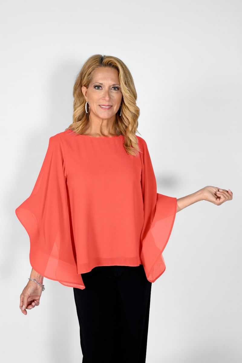 Top Ginevra mousseline fluide manches kimono
