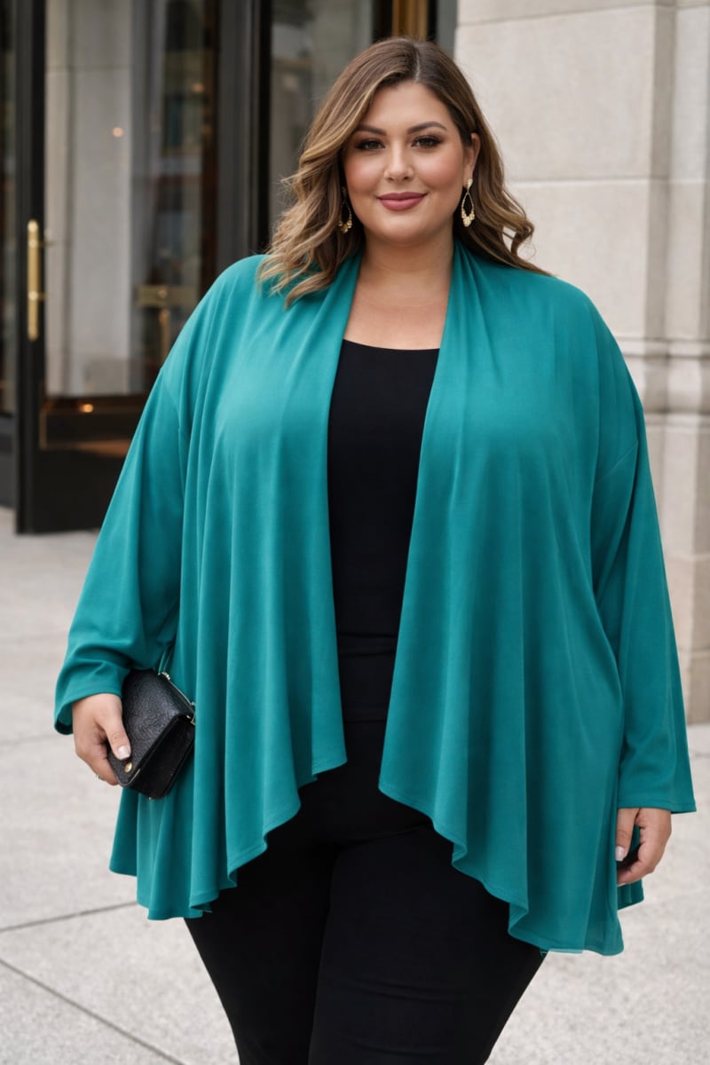 Veste fluide 1524 col châle drapé pans asymétriques