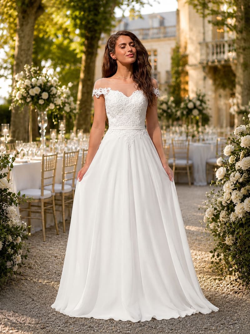 Beverly — robe longue bustier dentelle décolleté cœur ceinture