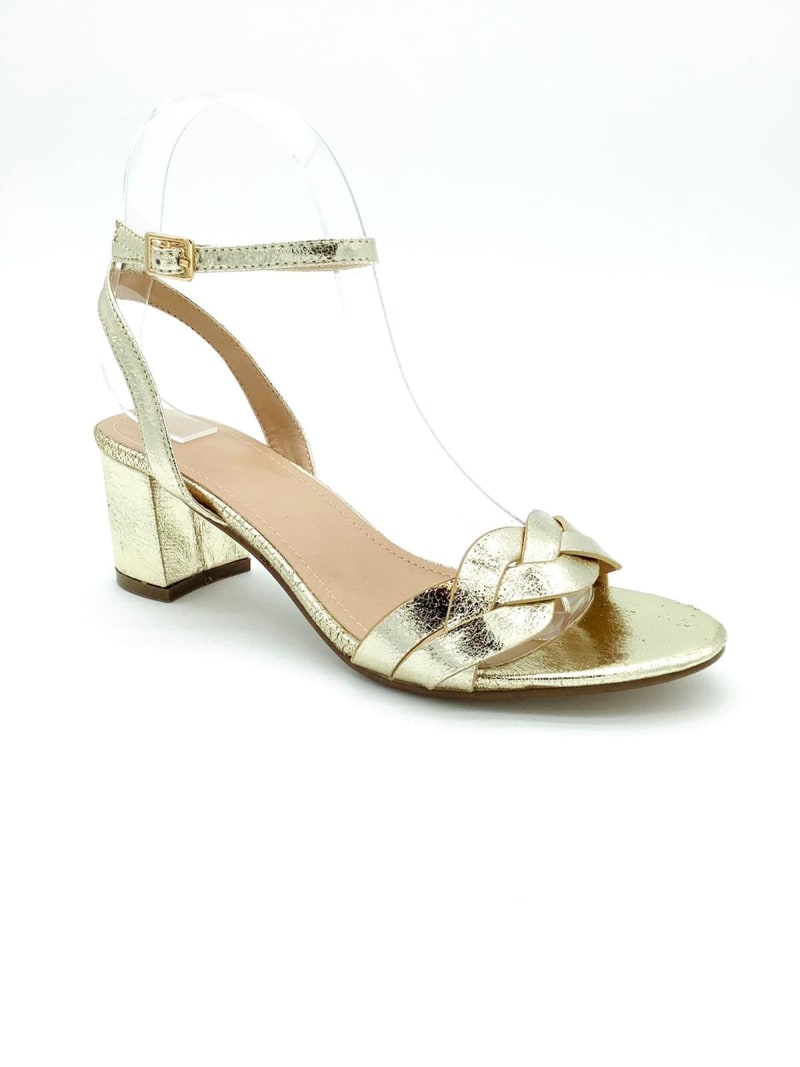 Marion — sandale talon bas 4cm doré irisé