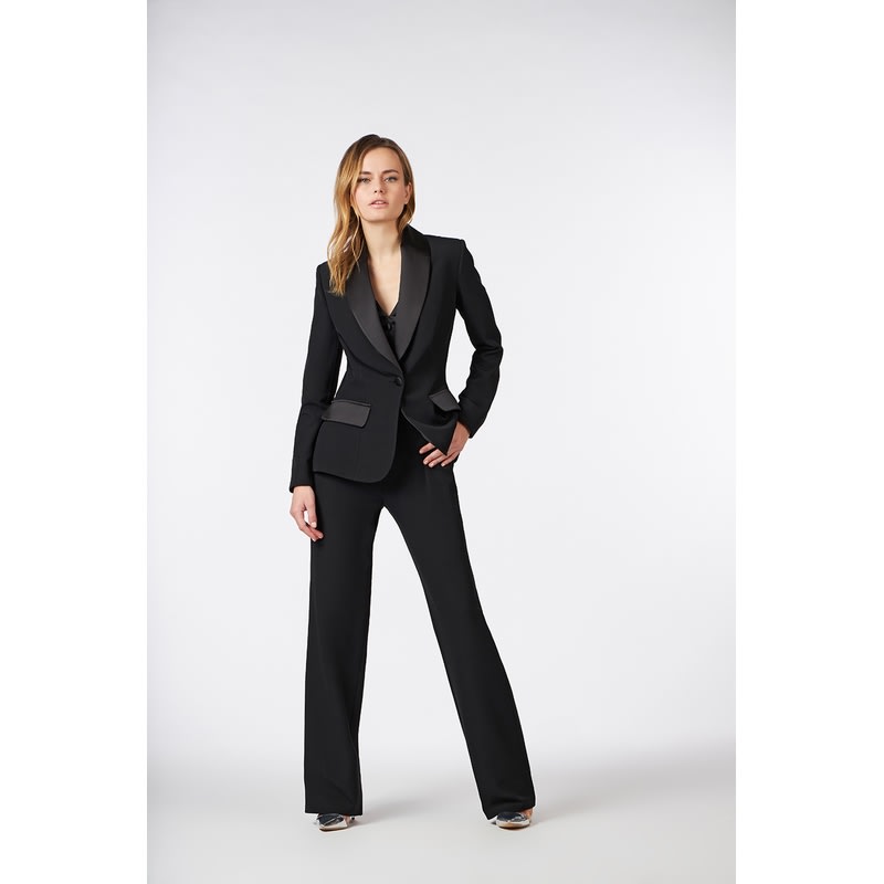 Ariana — ensemble smoking femme 3 pièces col châle satiné