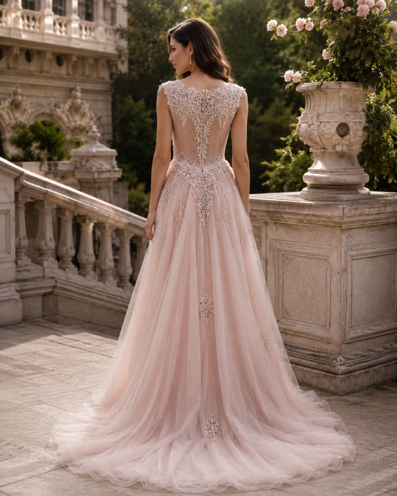 Agathe — robe de soirée bustier dentelle tulle strass