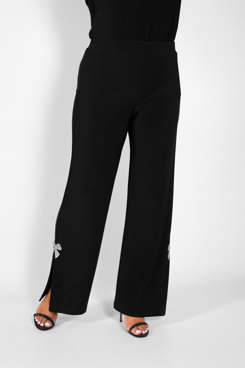 Pantalon Ilda coupe droite fente côté nœud pailleté