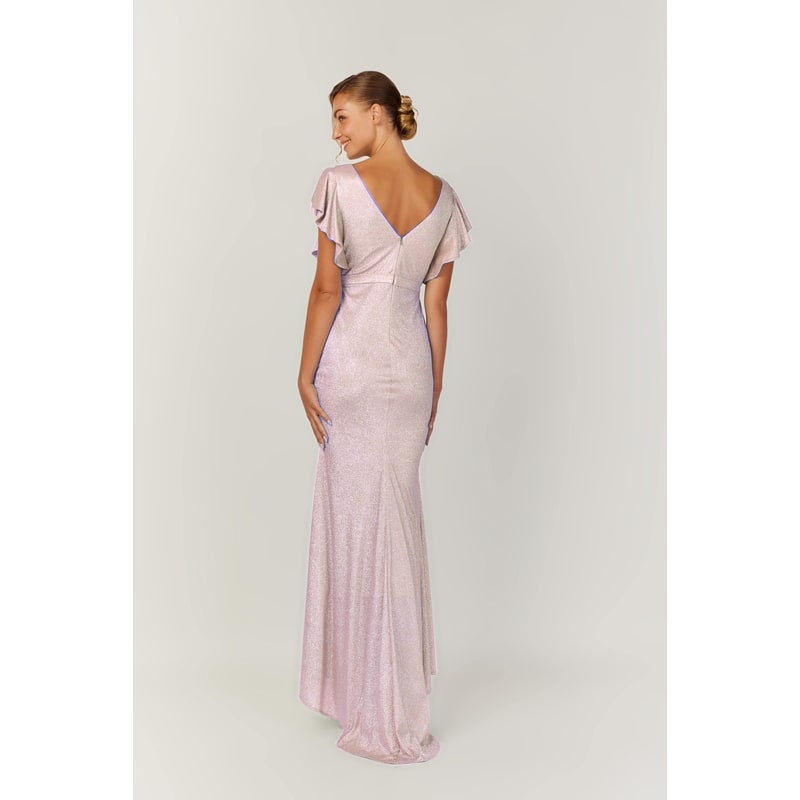 Ashley — robe longue droite décolleté V croisé manches papillon
