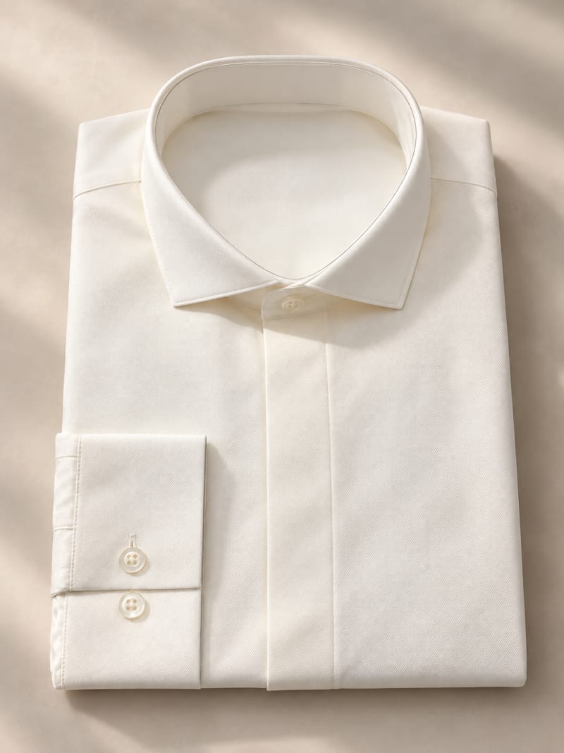 Chemise col cassé ivoire beige