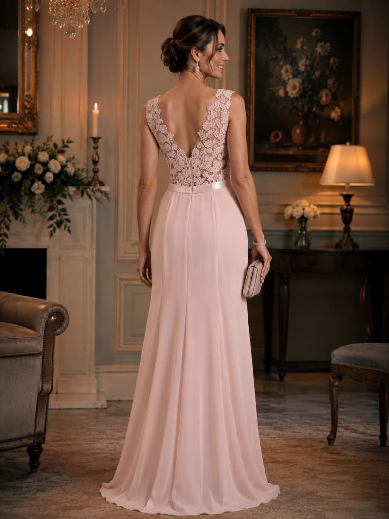 Grazia — robe soirée longue broderies ceinture satinée