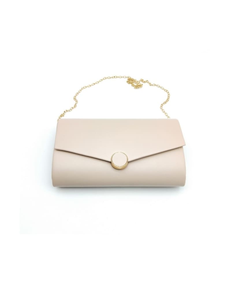 Pochette de soirée nude à chaîne dorée BJH-22726