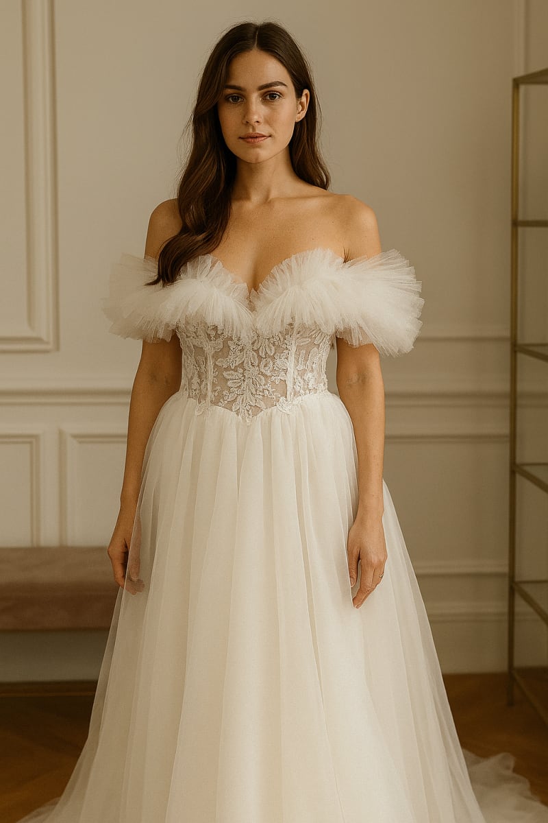 Abigail — robe bustier dentelle et tulle perles