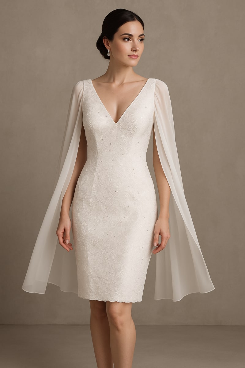 Blanca — robe courte dentelle brodée motifs floraux strass