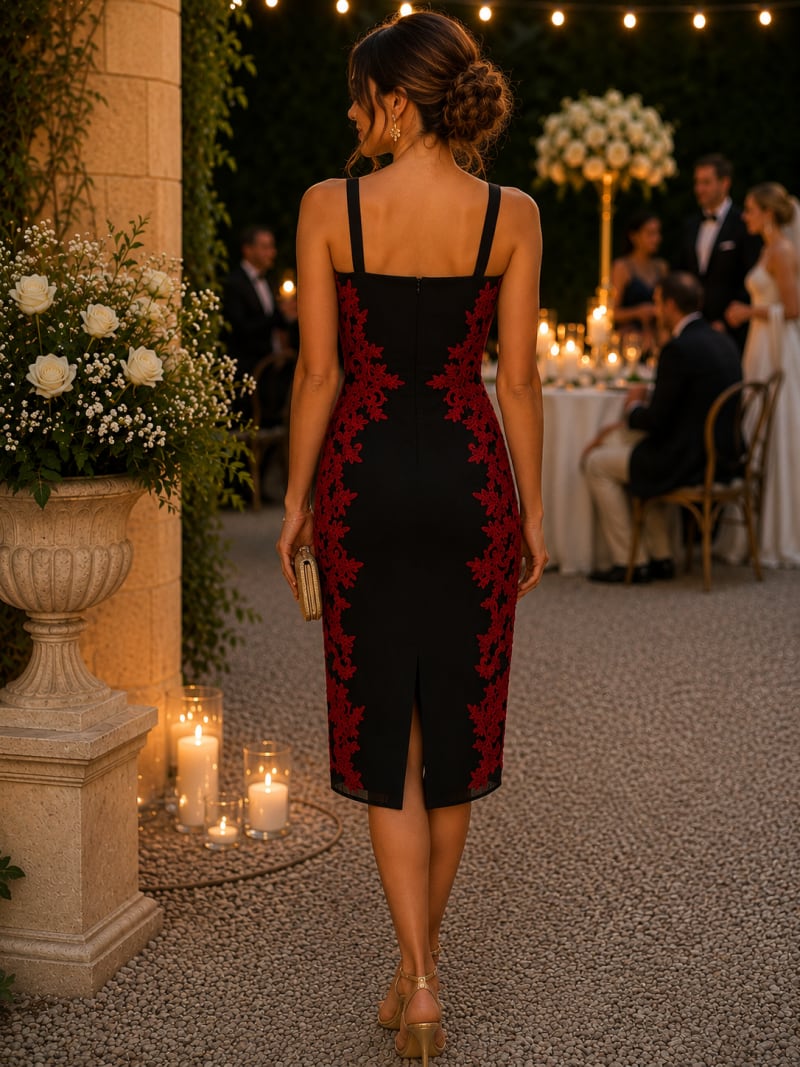 Désirée — robe cocktail fourreau décolleté emmanchure américaine dentelle