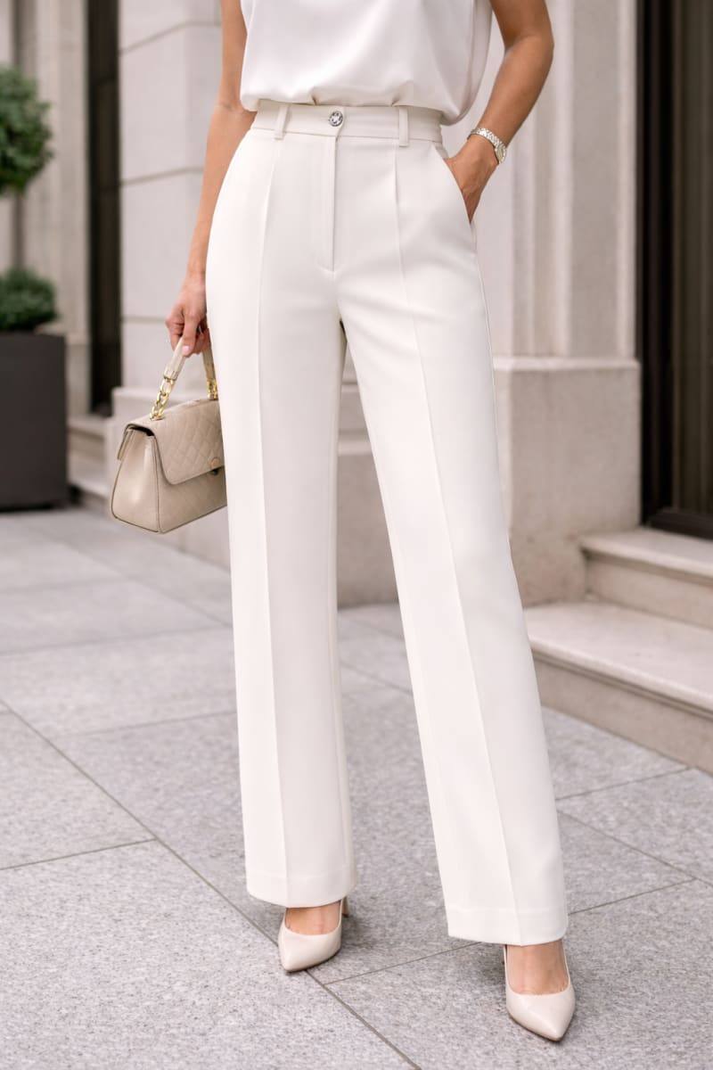 Pantalon Gloria taille classique coupe droite tissu fluide structuré