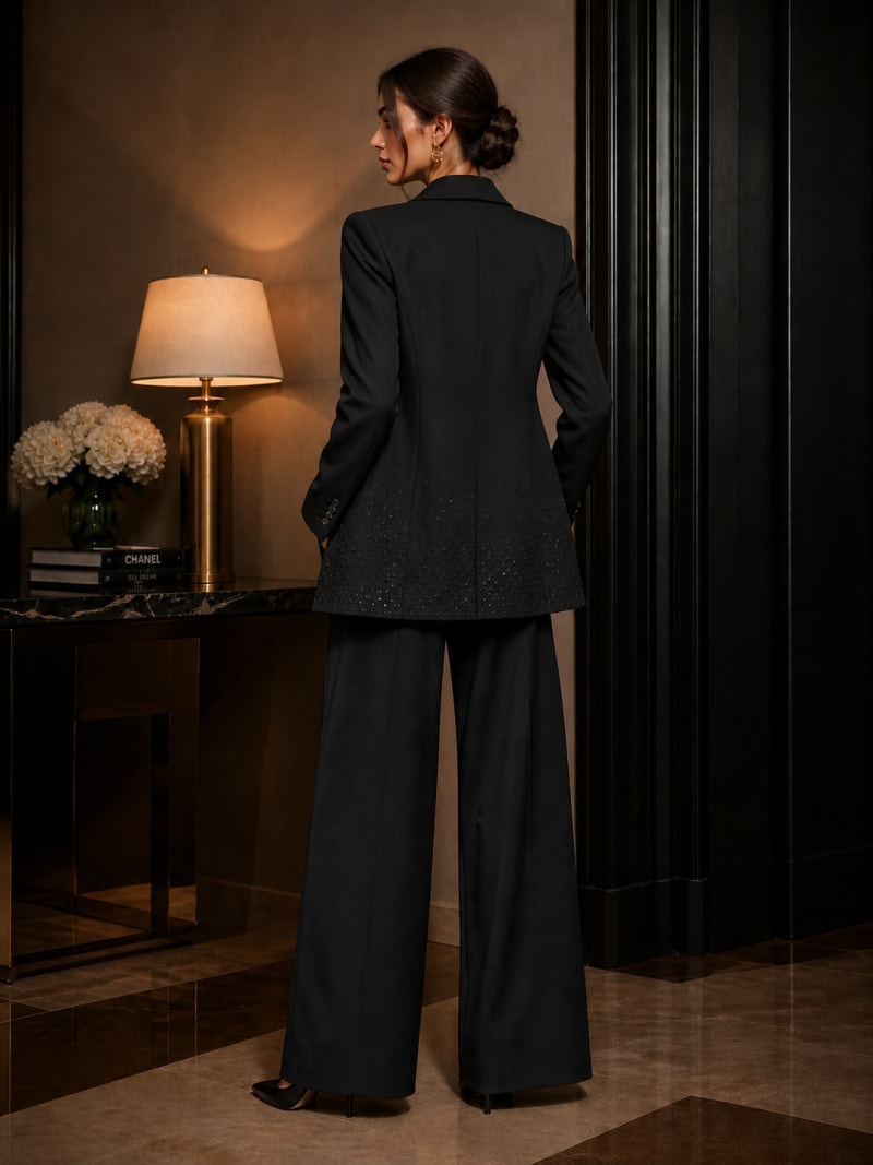 Veste Elyne tailleur structurée col revers strass