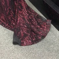 Shanna — robe longue bustier sequins rouge bordeaux
