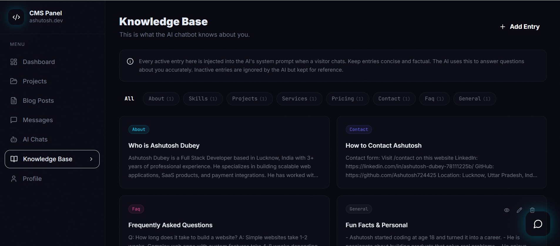 CrazyDev Portfolio CMS