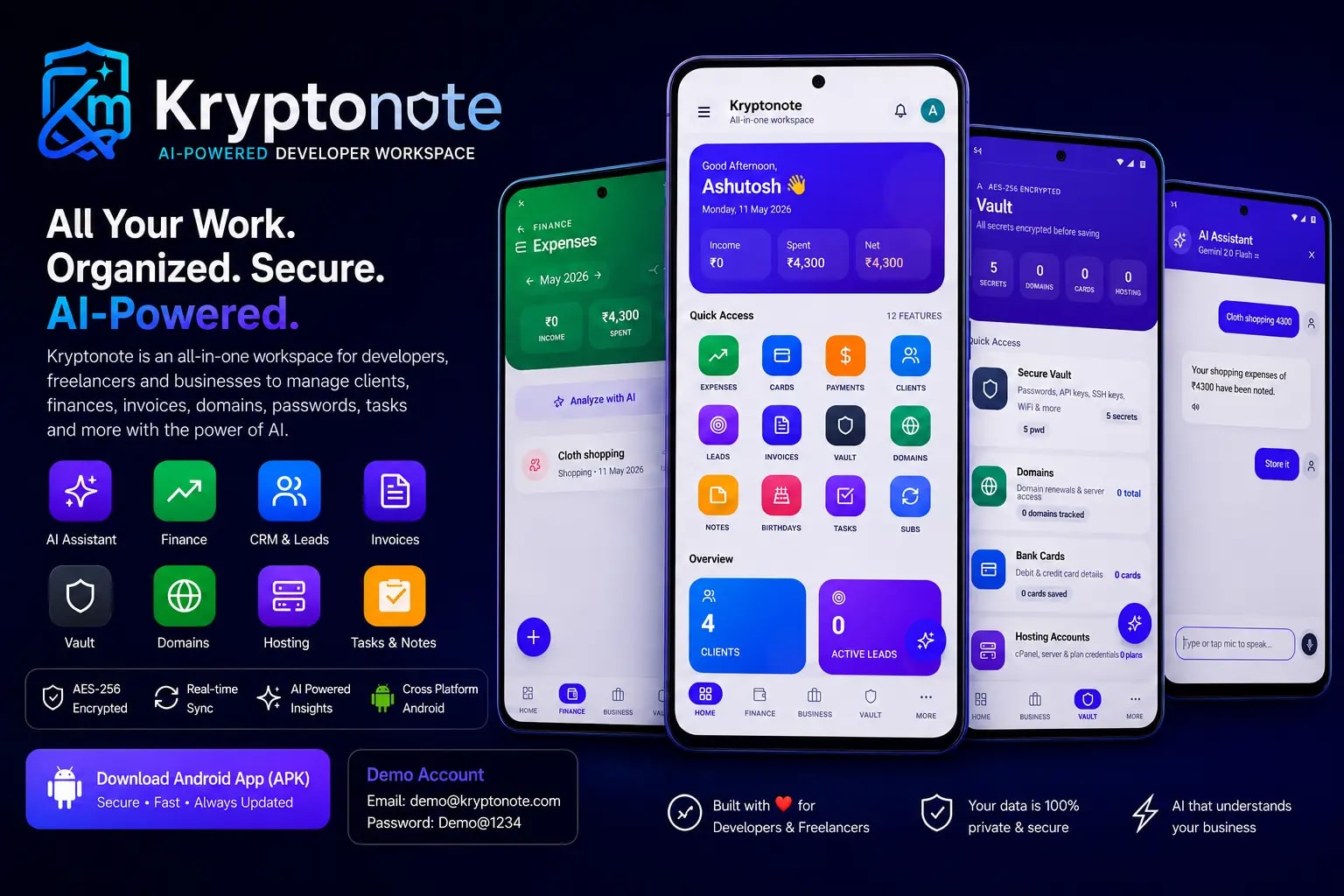Kryptonote — All-in-One Developer Productivity App