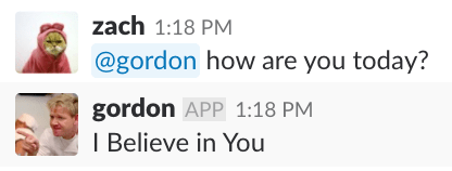 Gordon's supportive message