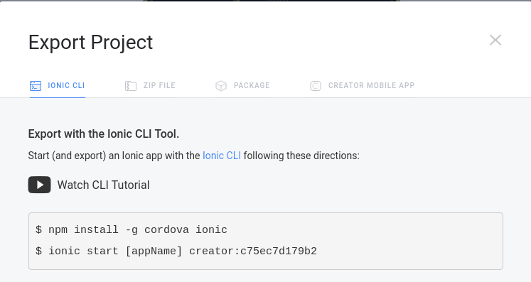 Export project – CLI