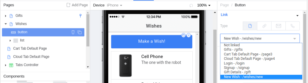 New wish button