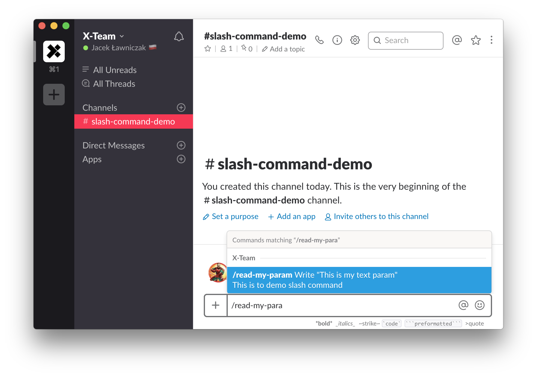 slack remind command