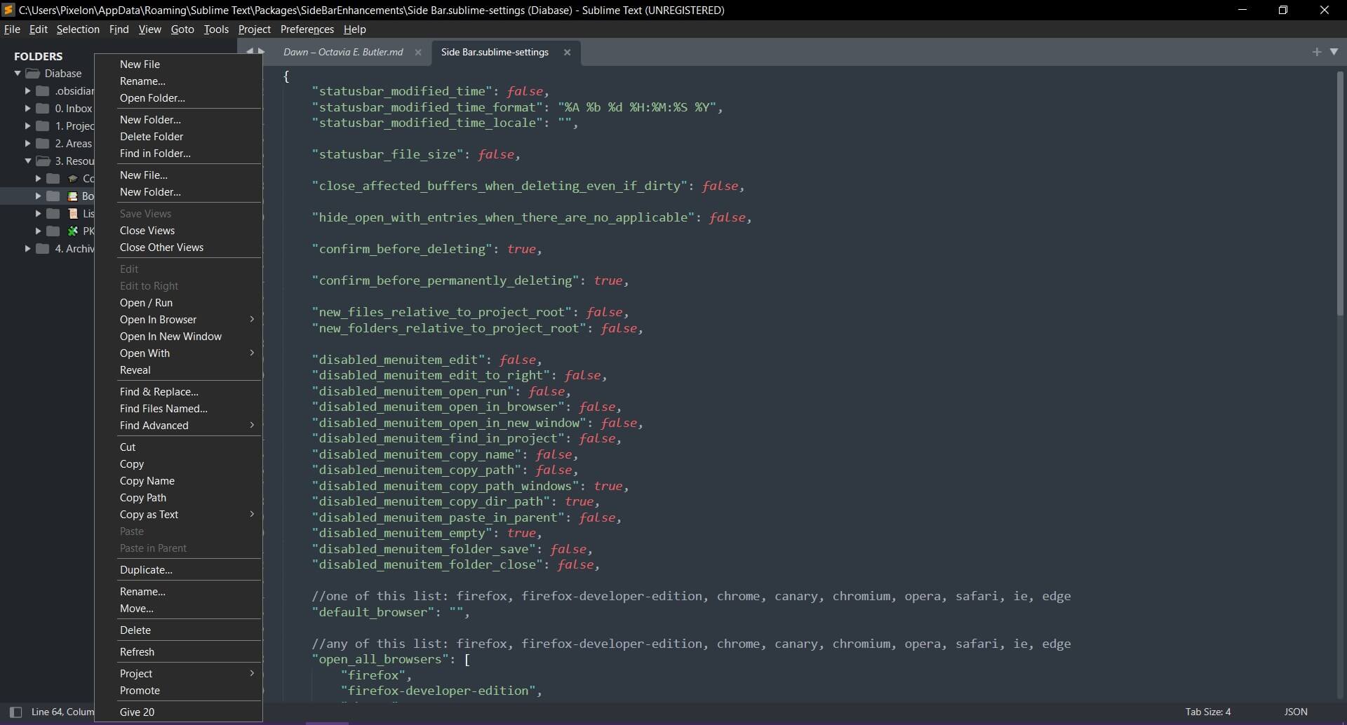 Sidebarenhancements sublime text 3 не работает