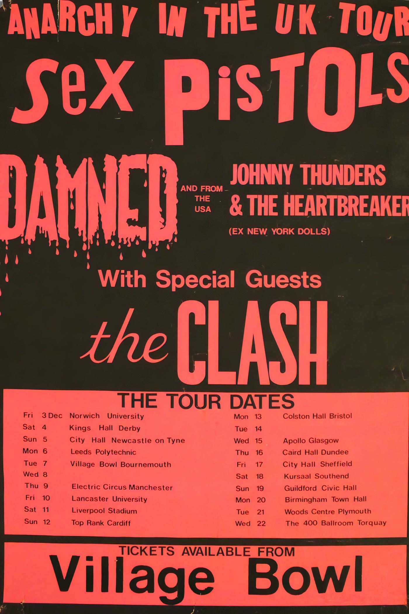 Poster de concierto Sex Pistols Anarchy UK Tour Poster The Clash — Sex Pistols | Poster Cult