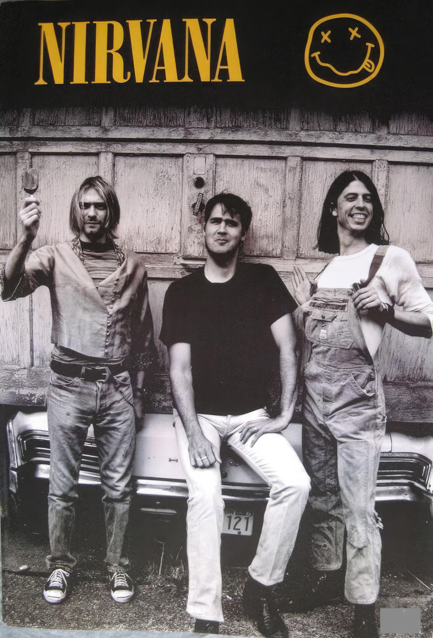 Poster de concierto Nirvana Band Photo Smiley Poster — Nirvana | Poster Cult