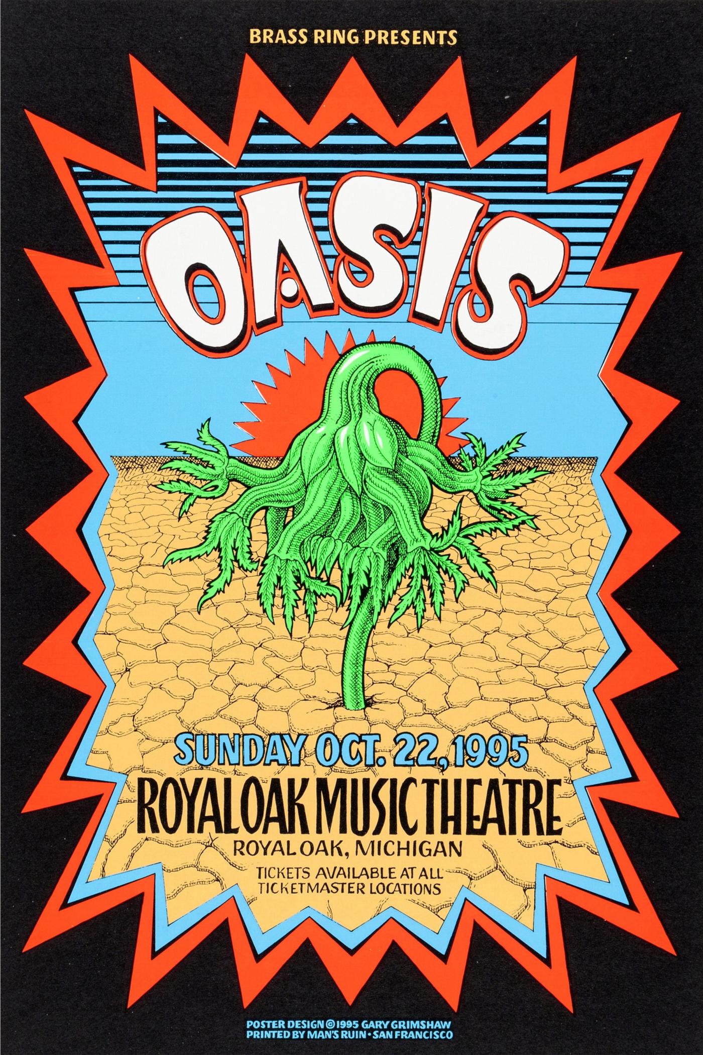 Poster de concierto Oasis Royal Oak Music Theatre Concert Poster — Oasis | Poster Cult
