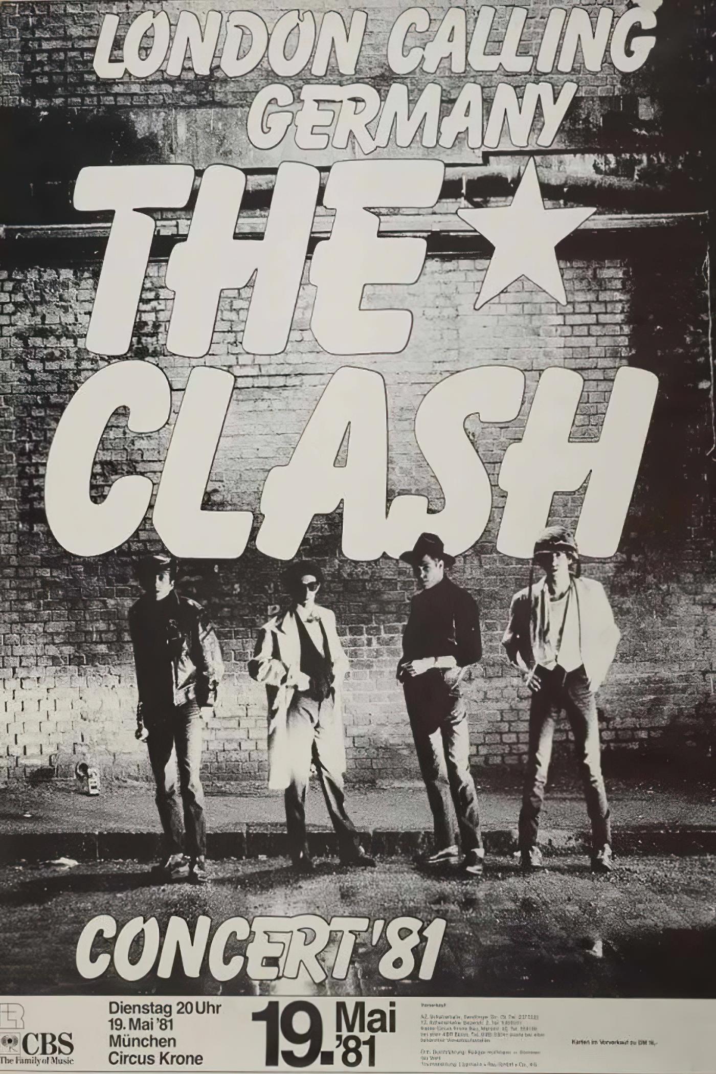 Poster de concierto Póster de The Clash London Calling en concierto en Alemania 1981 Múnich Circus Krone — The Clash | Poster Cult
