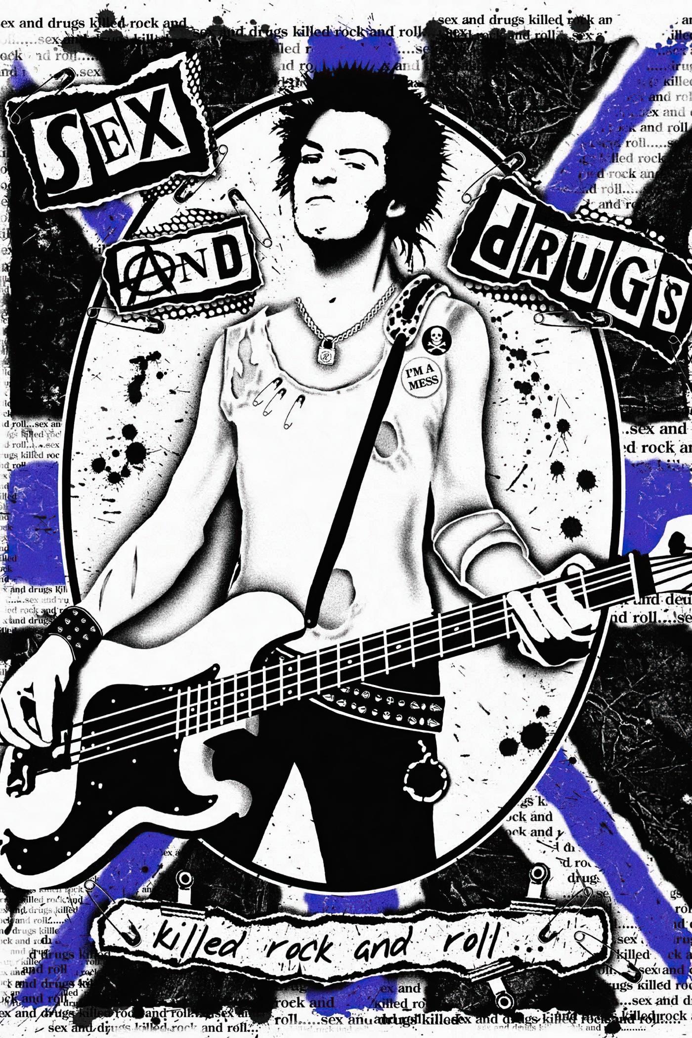 Poster de concierto Póster de Sex Pistols Sid Vicious Sex and Drugs Killed Rock and Roll — Sex Pistols | Poster Cult