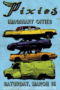 Poster Pixies — Pixies with Imaginary Cities Stacked Cars Concert Poster | Poster Cult