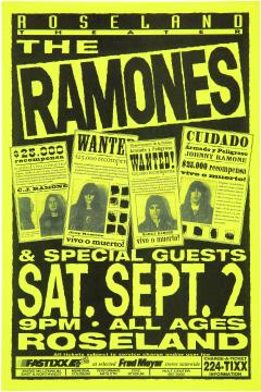 Poster Ramones — The Ramones Roseland Theater Wanted Poster Concert Flyer | Poster Cult