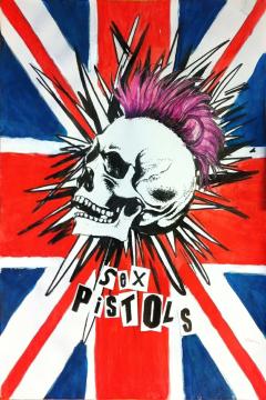 Poster Sex Pistols — Póster de Sex Pistols con calavera punk y bandera del Reino Unido | Poster Cult