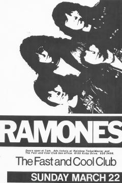 Poster Póster de Ramones en The Fast and Cool Club Sunday March 22 | Poster Cult