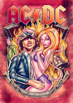 Poster AC/DC — Póster de AC/DC con Angus Young diseño artístico | Poster Cult