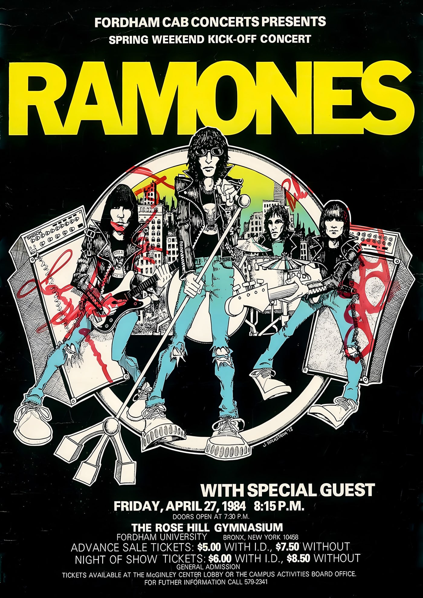 Poster de concierto Ramones Fordham University 1984 Concert Flyer — Ramones | Poster Cult