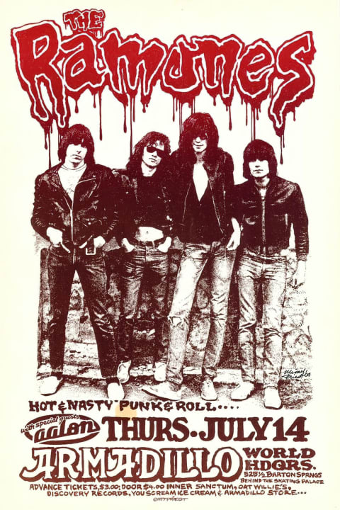 Poster Ramones — Ramones Armadillo World HQ Concert Flyer 1977 | Poster Cult