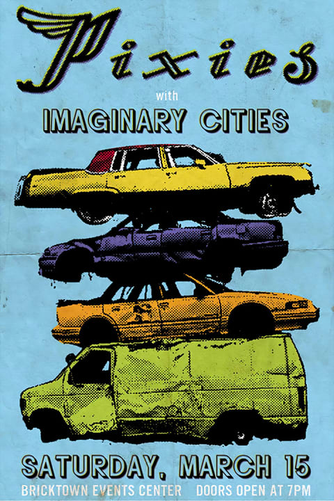 Poster Pixies with Imaginary Cities Stacked Cars Concert Poster | Poster Cult