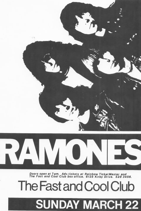 Poster Póster de Ramones en The Fast and Cool Club Sunday March 22 | Poster Cult