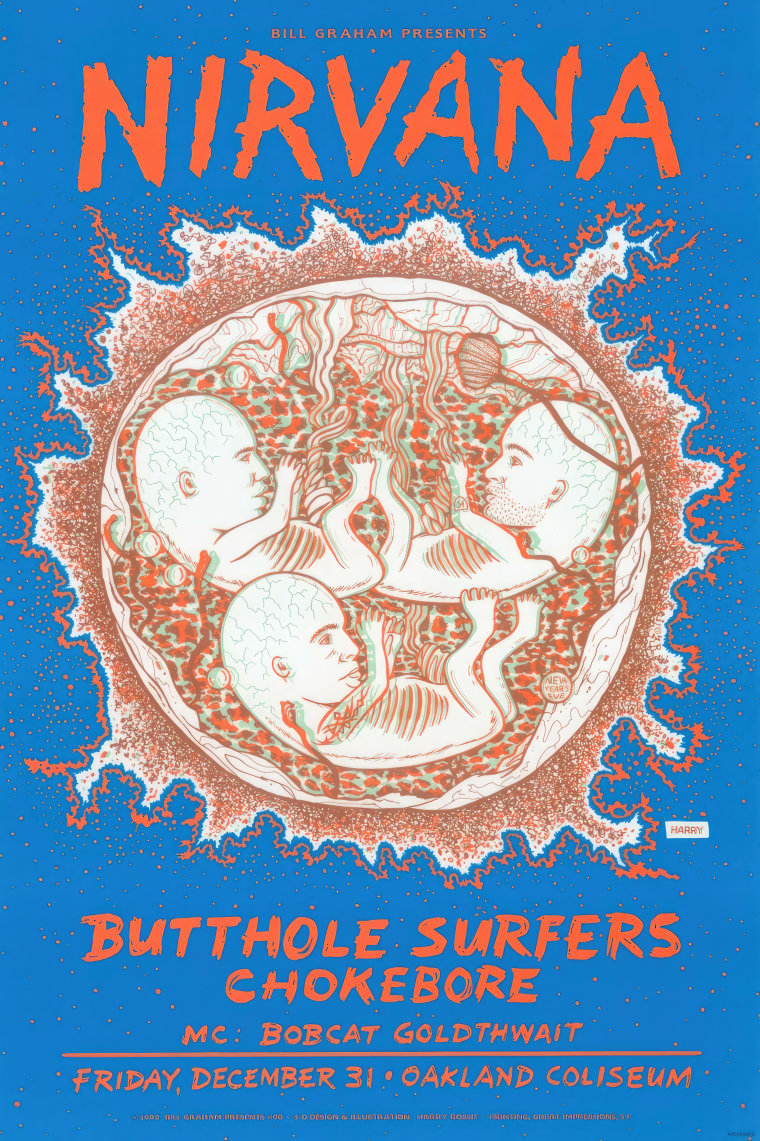 Poster Nirvana — Nirvana Oakland Coliseum Concert Flyer 1993 | Poster Cult