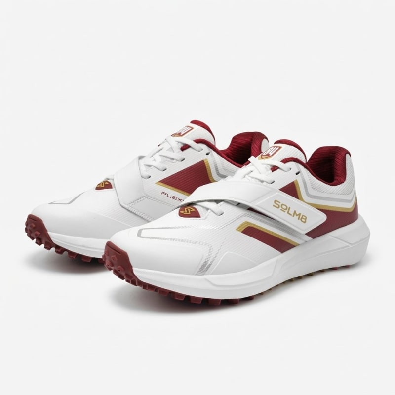 Solm8 S4 Maroon Gold Cricket Shoes - Image 3